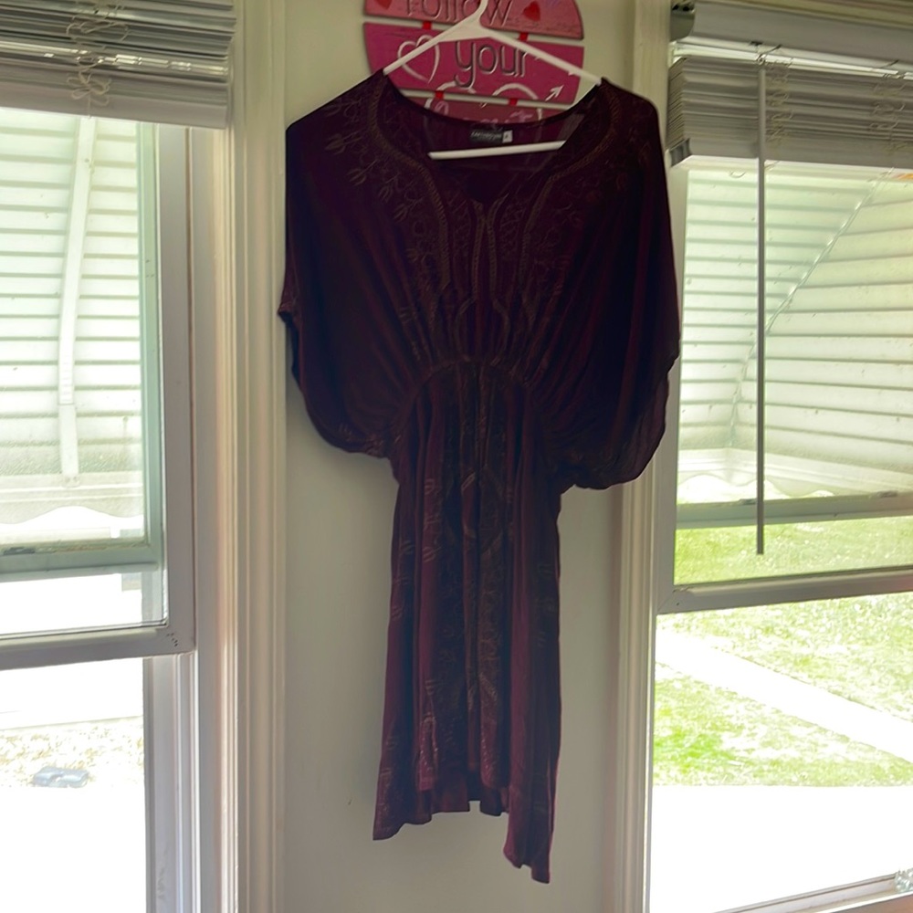 Boho burgundy dress with Mandala print